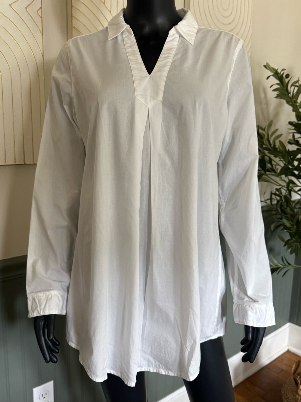 Garnet Hill Organic Pima Cotton Tunic
Blouse Small White Long Sleeve Popover - Picture 5 of 10